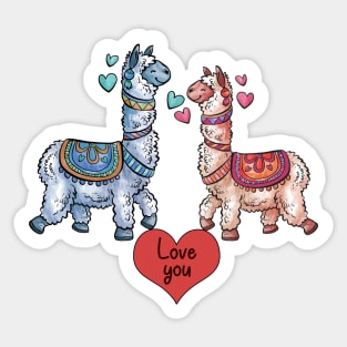 Valentines ALPACA Love you - Happy Valentine's day Sticker